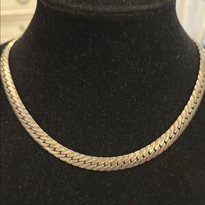 Vintage Men’s Silver Tone Herringbone Chain Necklace